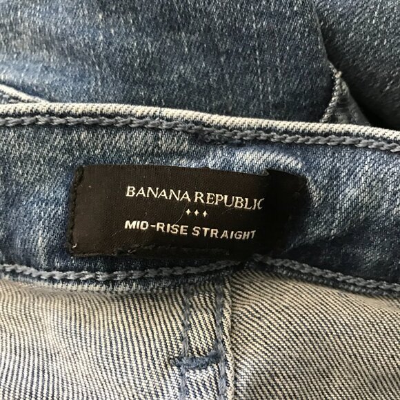 BANANA REPUBLIC size 27 / 4 Blue Stretch Denim Mid Rise Tailored Straight Jeans - Picture 4 of 4